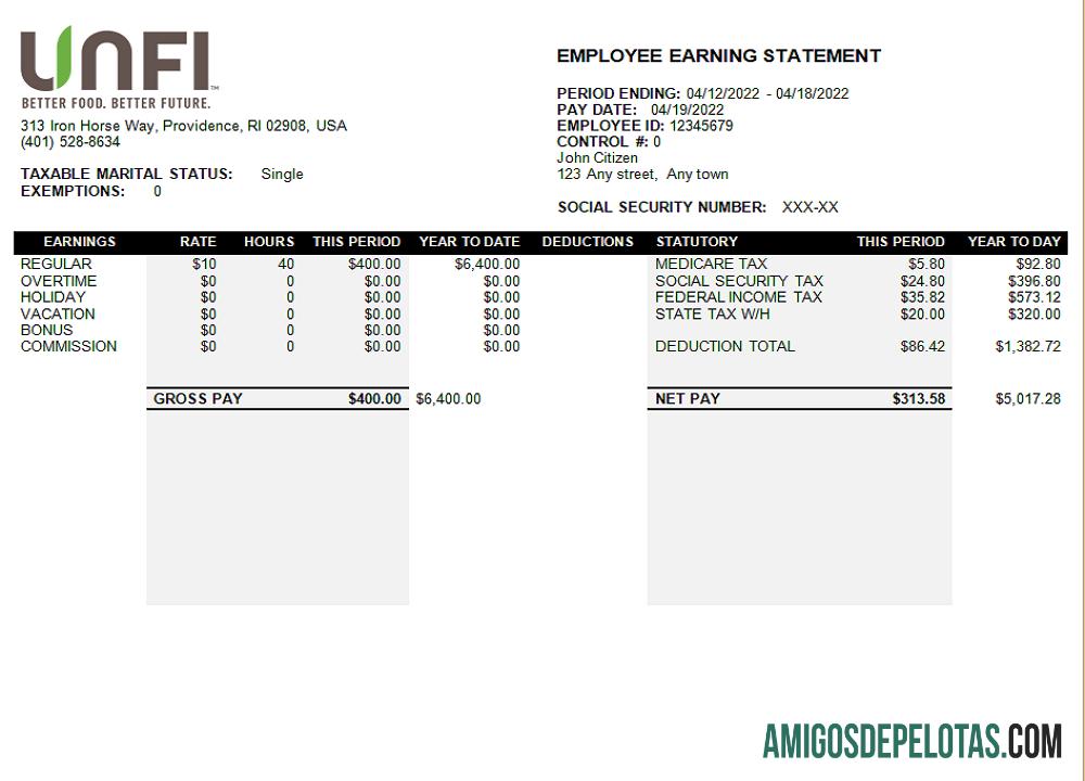 Demonstrativo de ganhos de empresa de varejo dos EUA exemplo